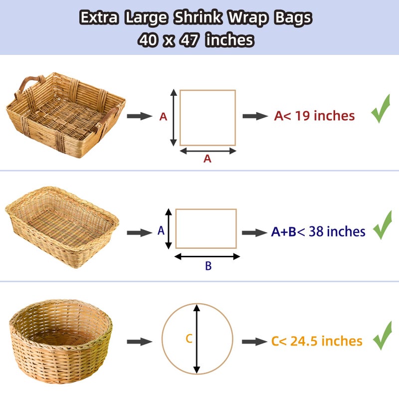 LazyMe Extra Large Jumbo Shrink Wrap Cellophane Bags for Gift Baskets - 40x47 Inch Christmas Basket Bags (10 pcs, XXXL) - Image 2